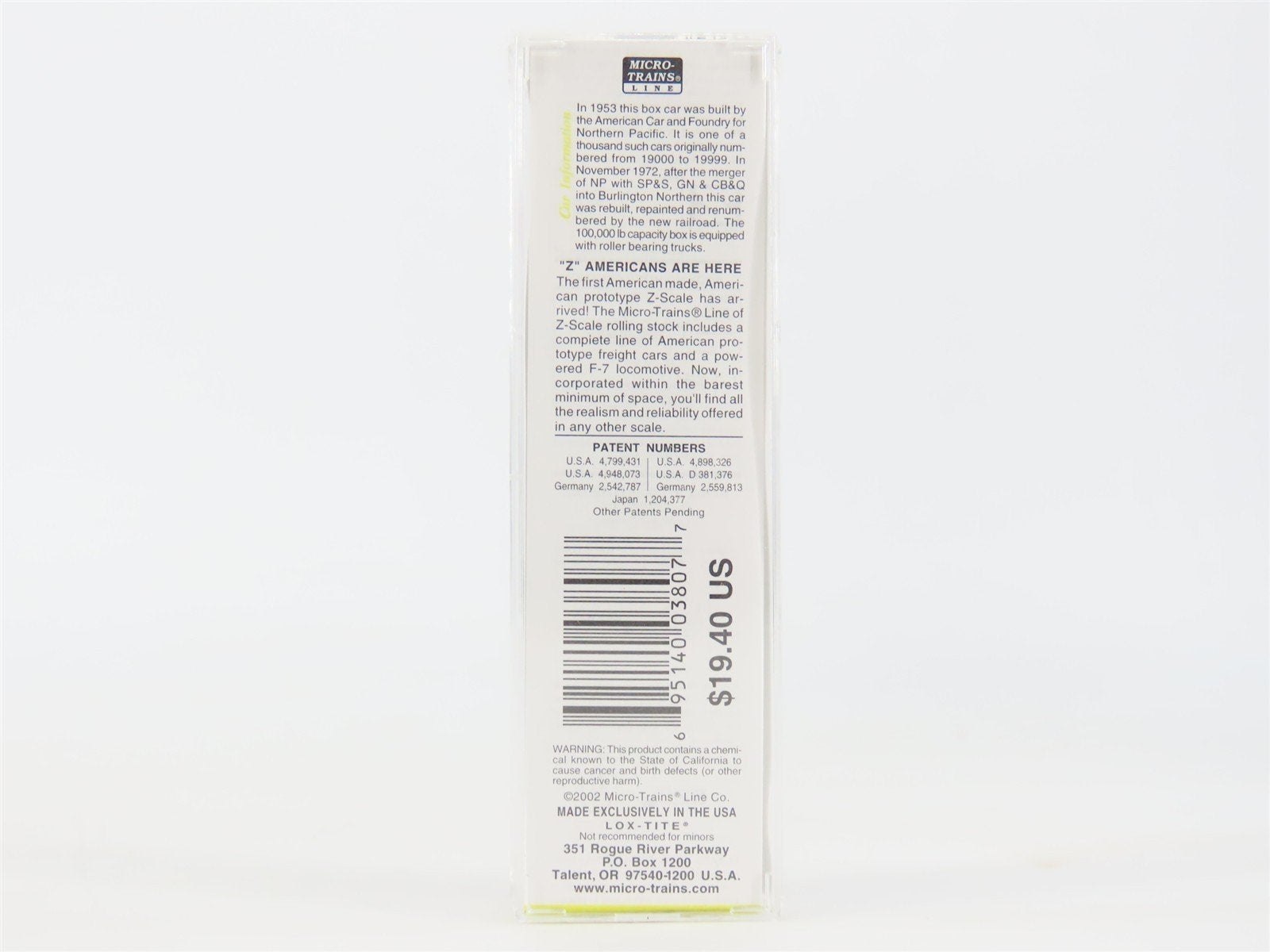 Z Scale Micro-Trains MTL 13517-2 BN Burlington Northern 50' Box Car #246002