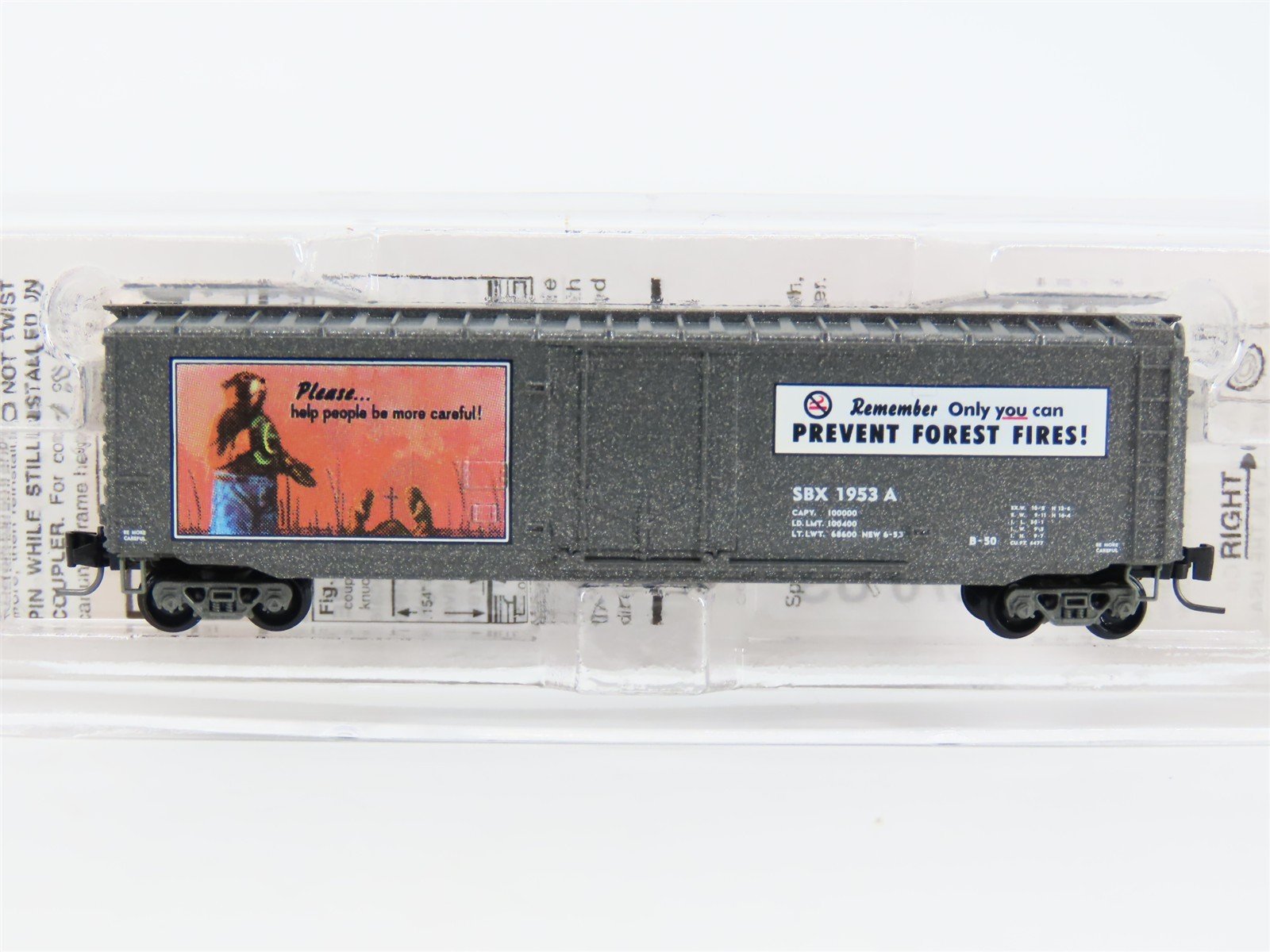 Z Micro-Trains MTL 50700310 SBX Smokey Bear Forest Fire Prevention Boxcar #1953A