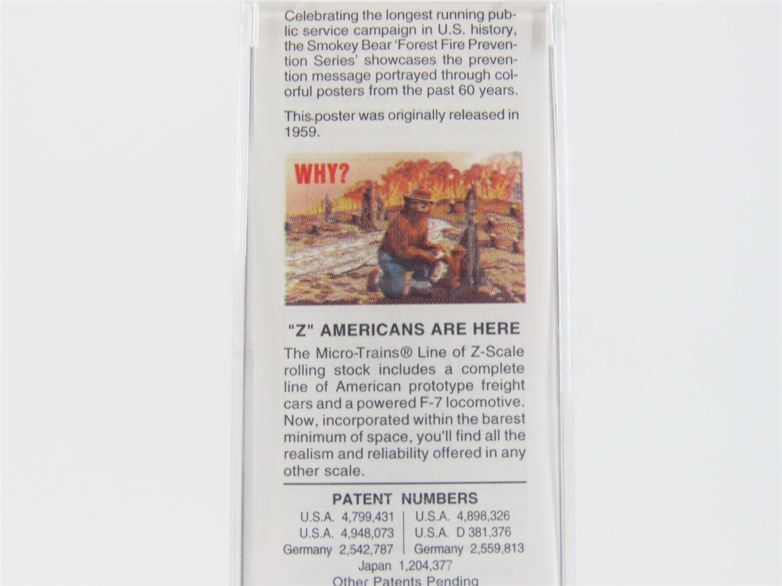 Z Micro-Trains MTL 50700320 SBX Smokey Bear Forest Fire Prevention Boxcar #1959A