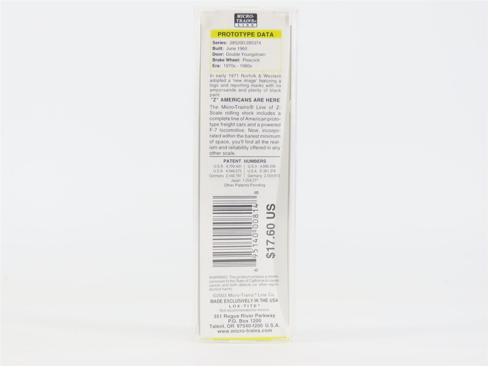 Z Scale Micro-Trains MTL 13703 N&W Norfolk & Western 50' Box Car #285245