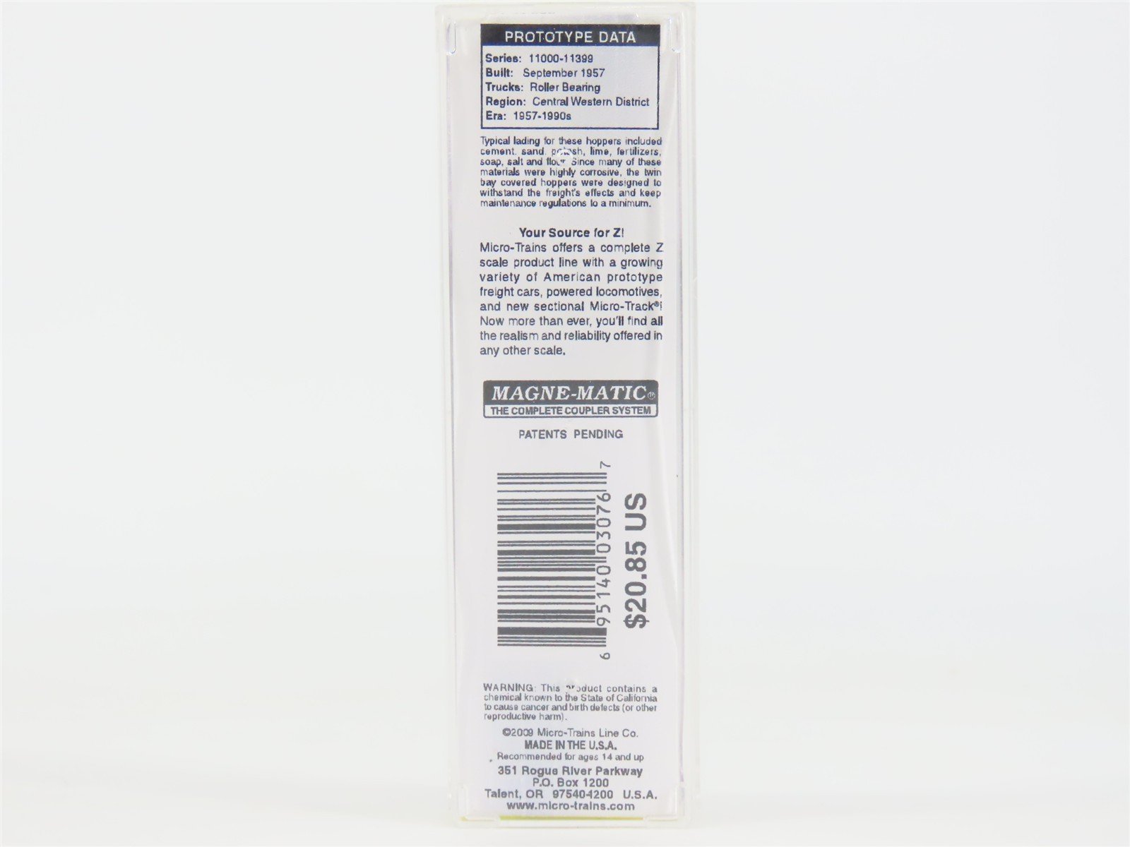 Z Micro-Trains MTL 53144080 UP Union Pacific 2-Bay Covered Hopper Weathered