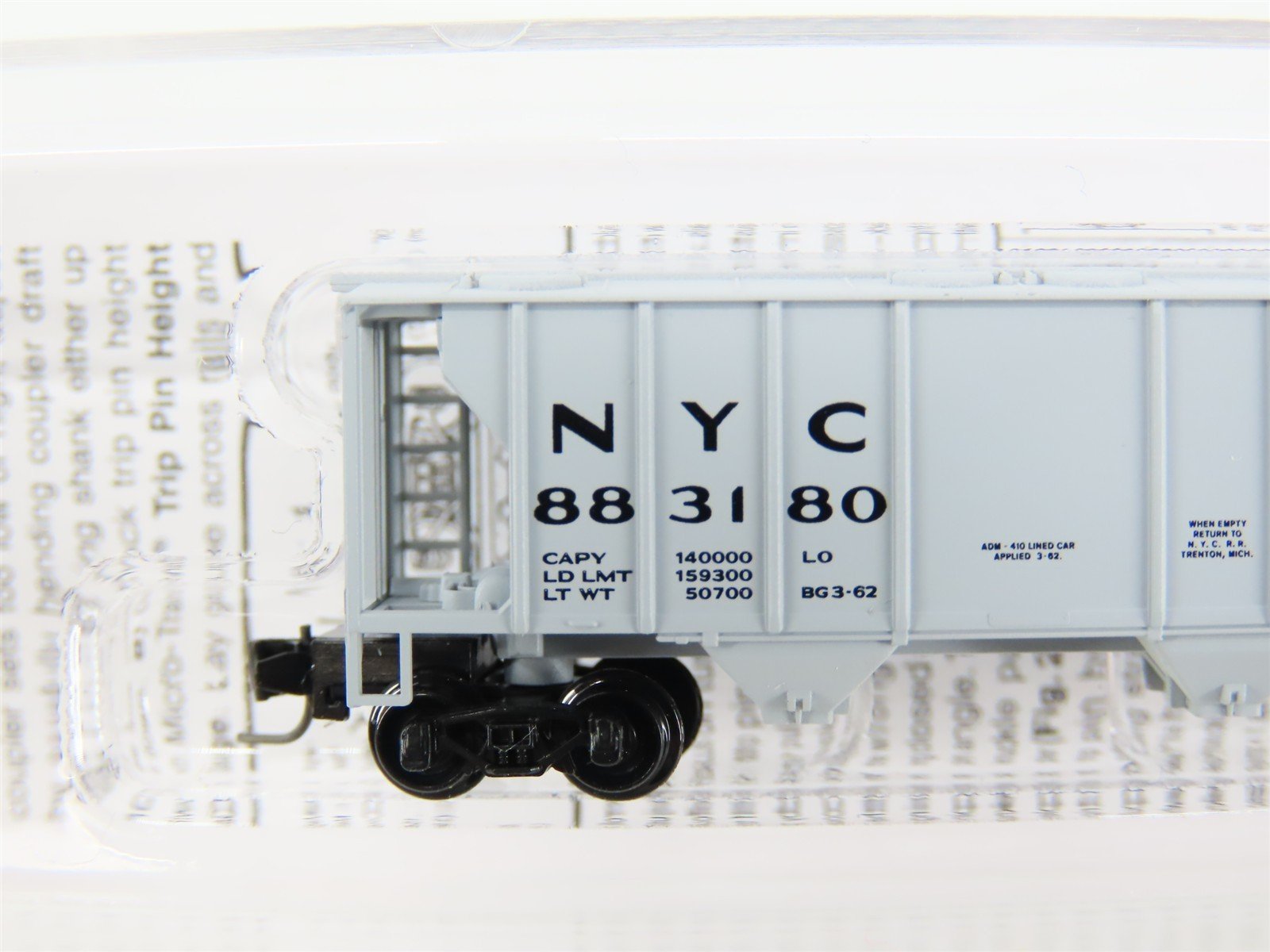 Z Micro-Trains MTL 53100101 NYC New York Central 2-Bay Covered Hopper #883180