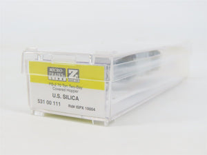 Z Scale Micro-Trains MTL 53100111 ISPX U.S. Silica 2-Bay Covered Hopper #10004