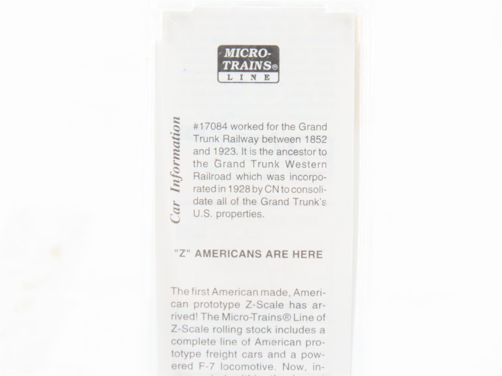 Z Scale Micro-Trains MTL 13909-2 Grand Trunk 40' Boxcar #17084