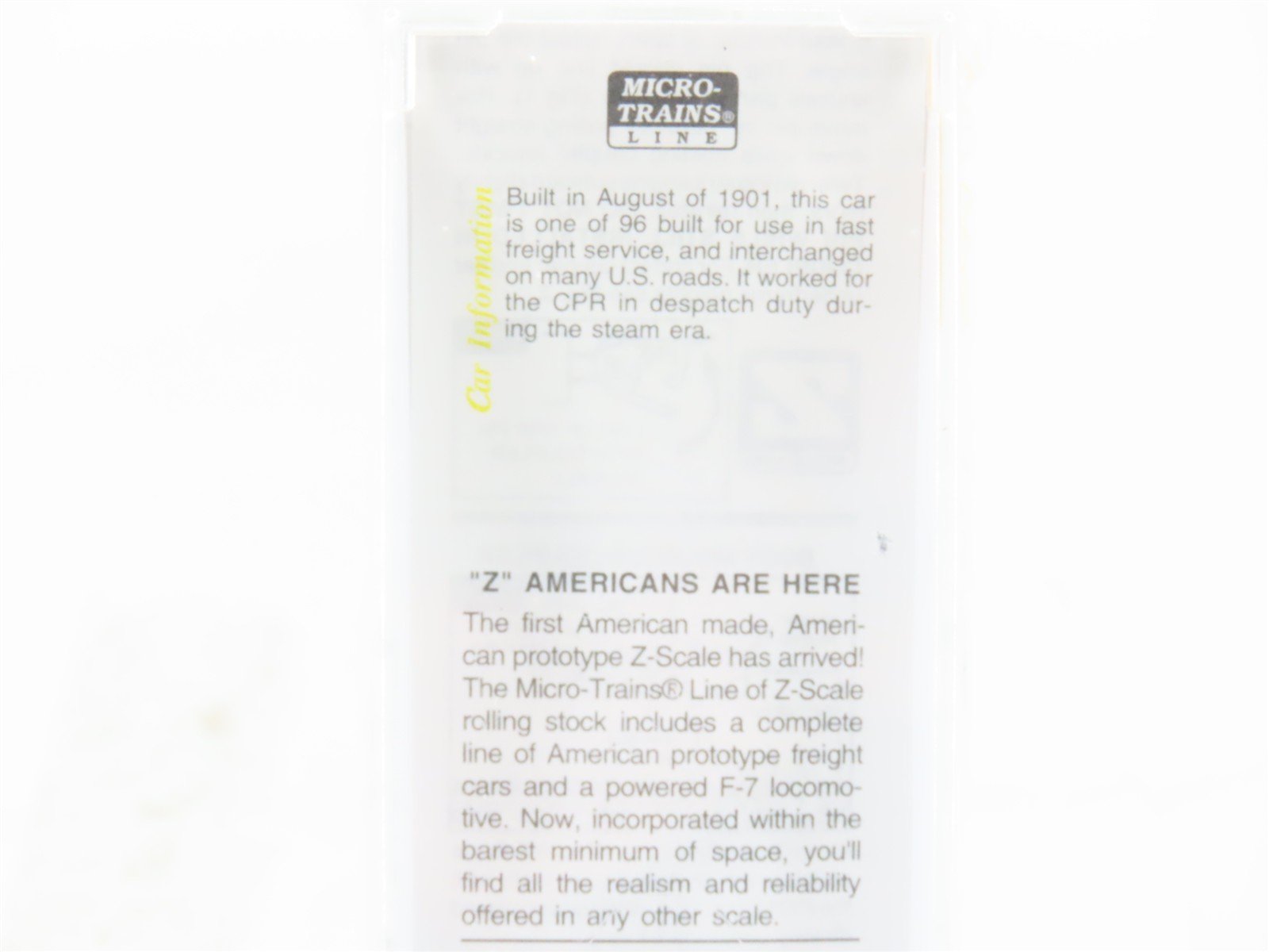 Z Scale Micro-Trains MTL 13910-2 CP Canadian Pacific 40' Woodside Boxcar #19442