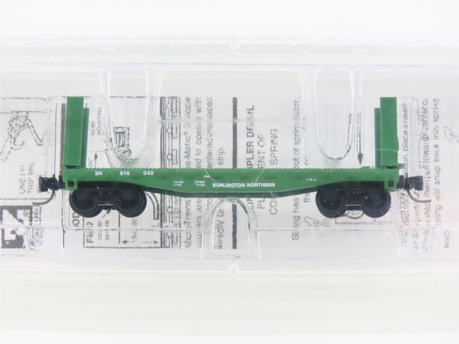 Z Scale Micro-Trains 14607-2 BN Burlington Northern 40' Bulkhead Flatcar #616049