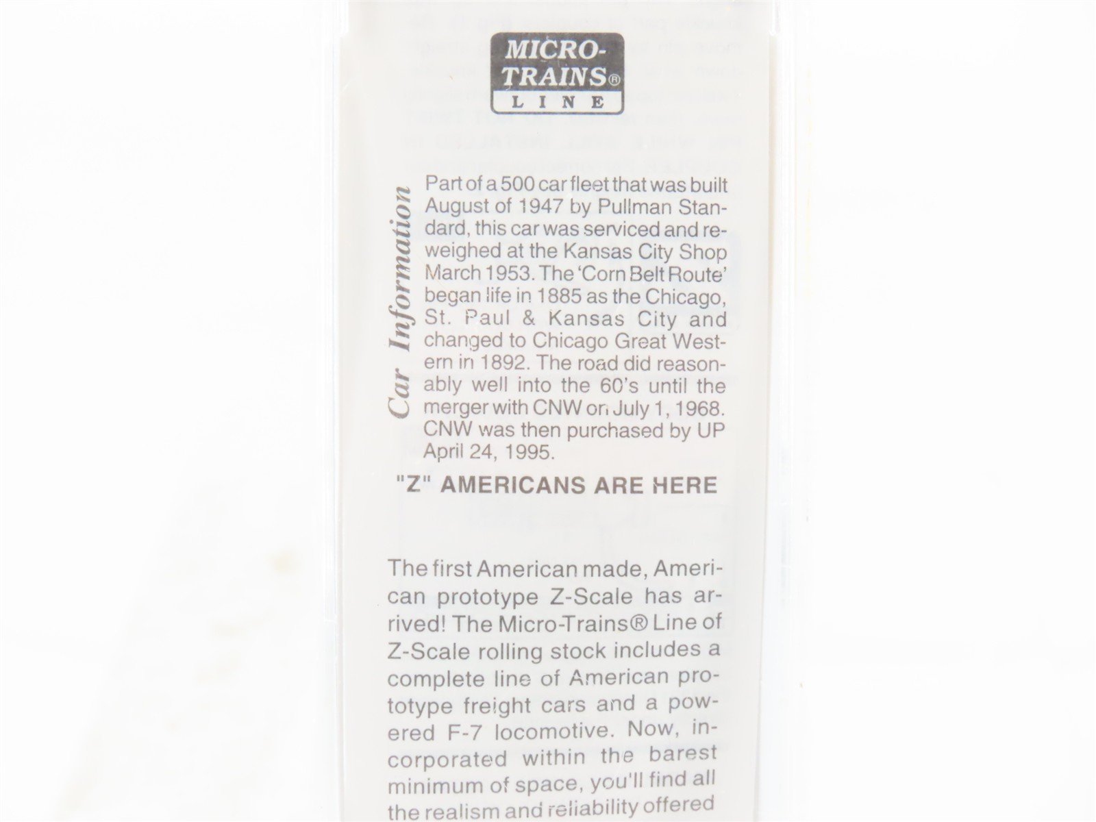 Z Micro-Trains 14139-2 CGW Chicago Great Western 40' Standard Boxcar #93365