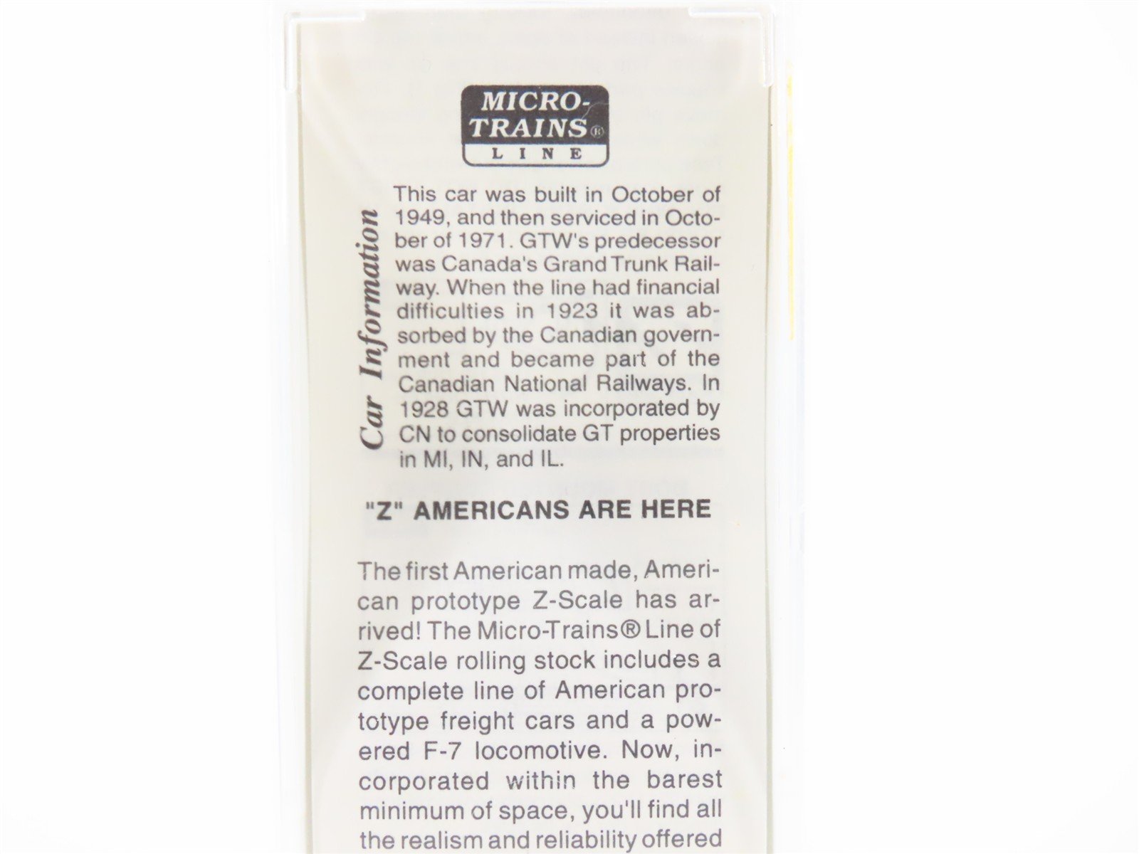 Z Micro-Trains MTL 14128-2 GTW Grand Trunk Western 40' Standard Boxcar #515938