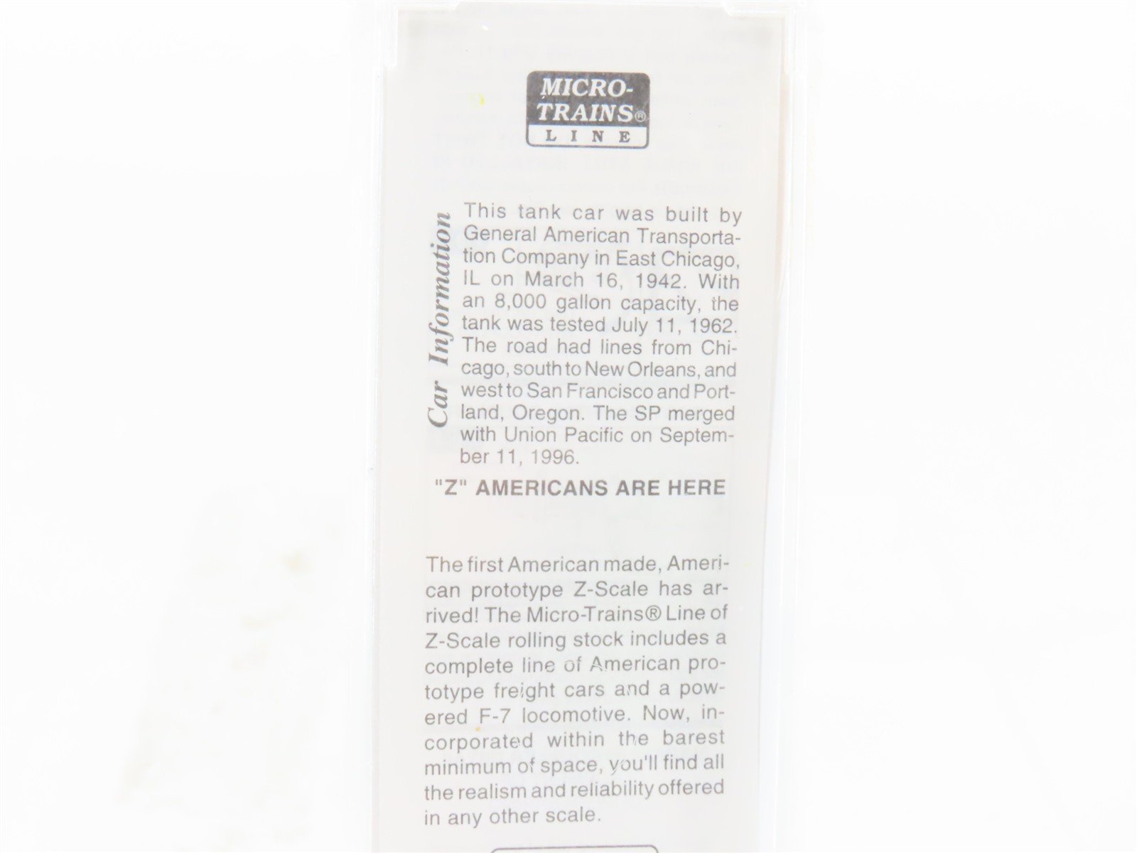 Z Scale Micro-Trains MTL 14408-2 SP Southern Pacific Single Dome Tankcar #60170