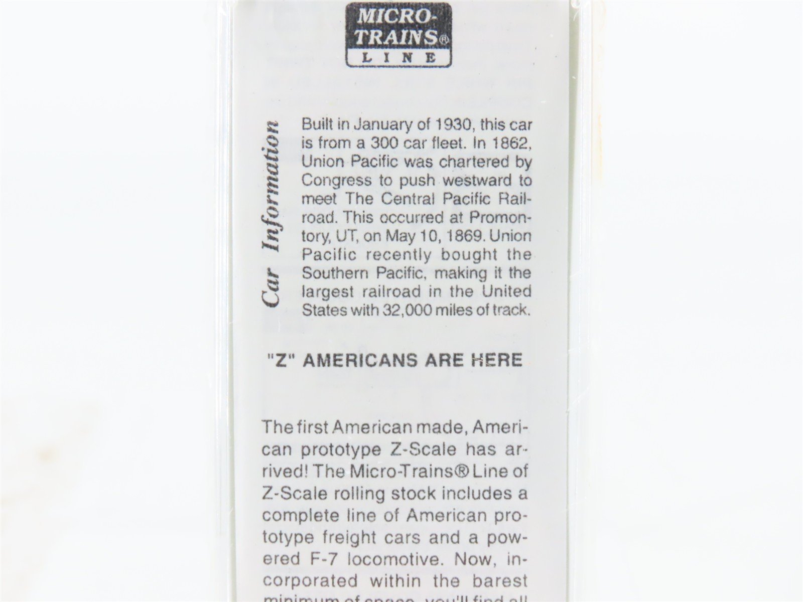 Z Scale Micro-Trains MTL 14505-2 Union Pacific Flatcar #51508