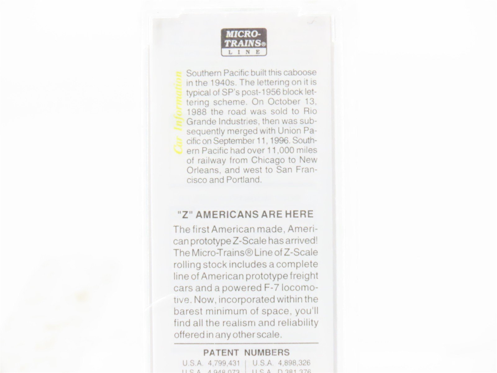 Z Scale Micro-Trains MTL 14711-2 SP Southern Pacific Caboose #608