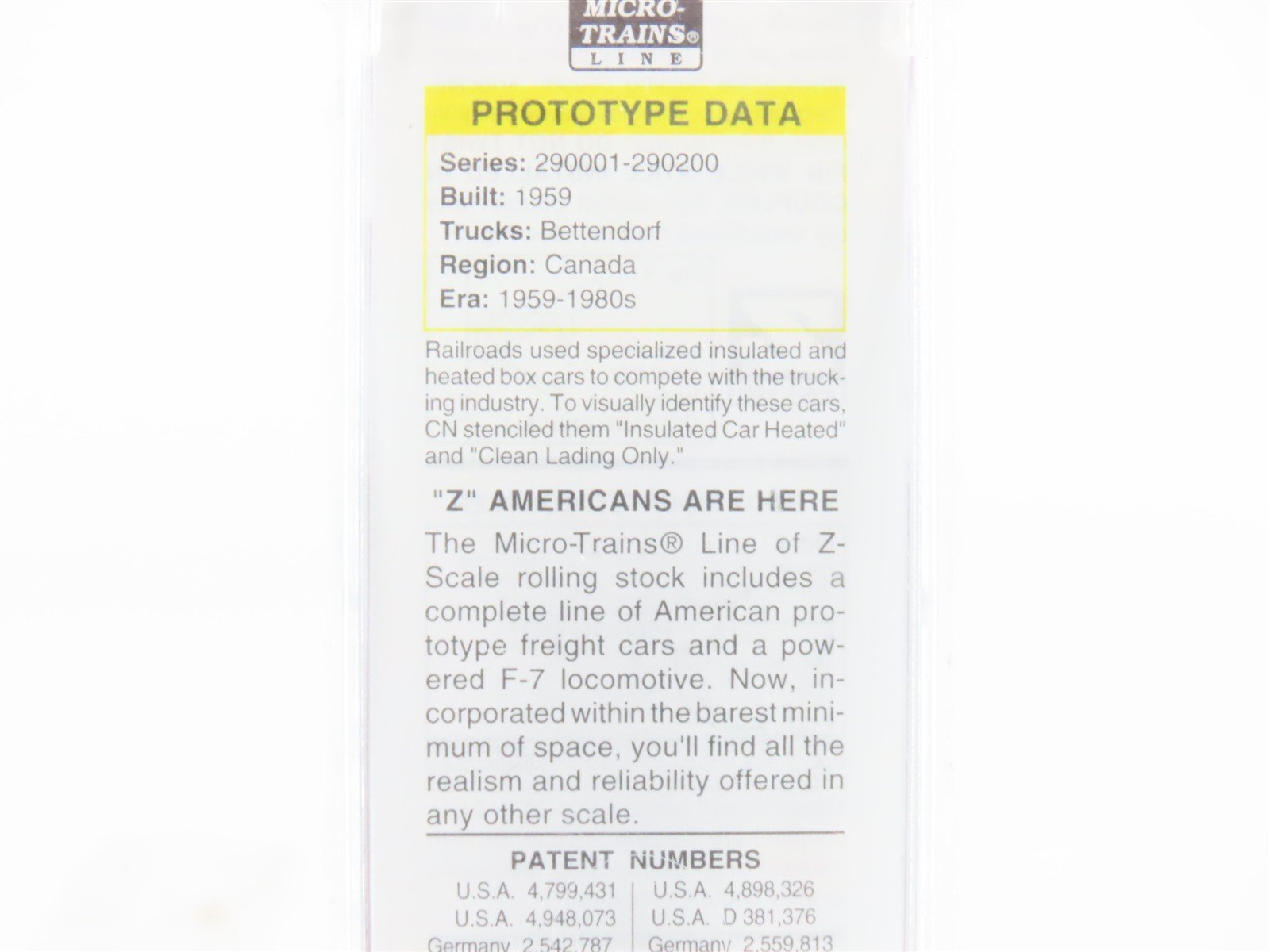 Z Scale Micro-Trains MTL 14908 CN Canadian National 40' Plug Door Boxcar #290159