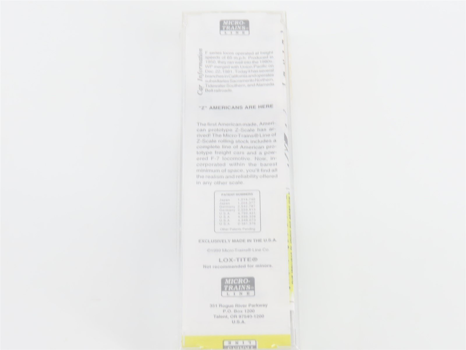 Z Scale Micro-Trains MTL 14006-2 WP Western Pacific F7A Diesel Locomotive SEALED