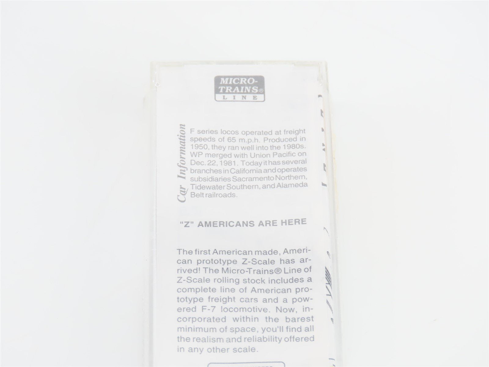 Z Scale Micro-Trains MTL 14006-2 WP Western Pacific F7A Diesel Locomotive SEALED