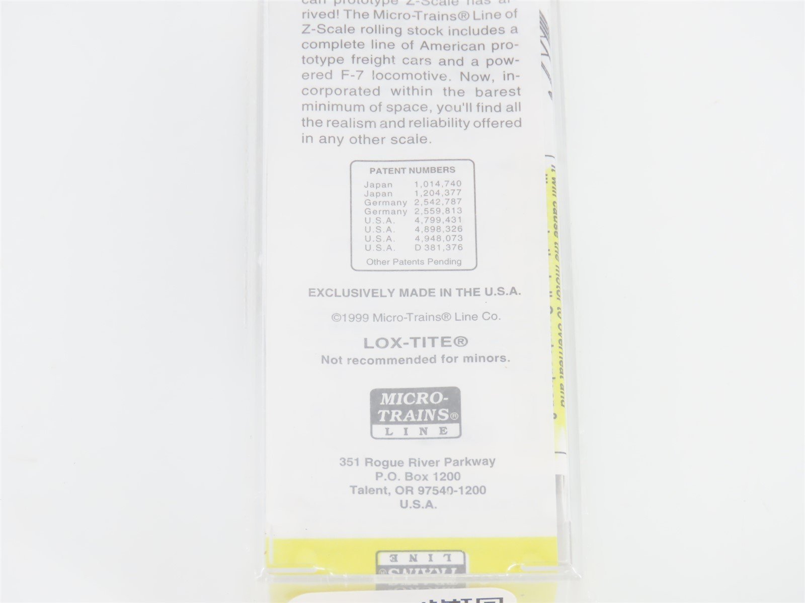 Z Scale Micro-Trains MTL 14006-2 WP Western Pacific F7A Diesel Locomotive SEALED