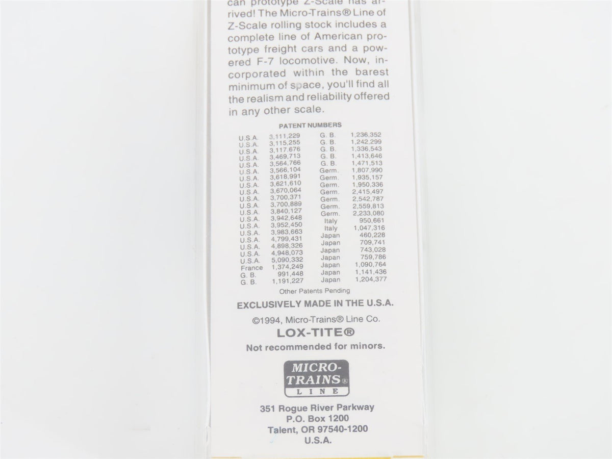 Z Scale Micro-Trains MTL 14001-2 UP Union Pacific F7A Diesel Locomotive #1455