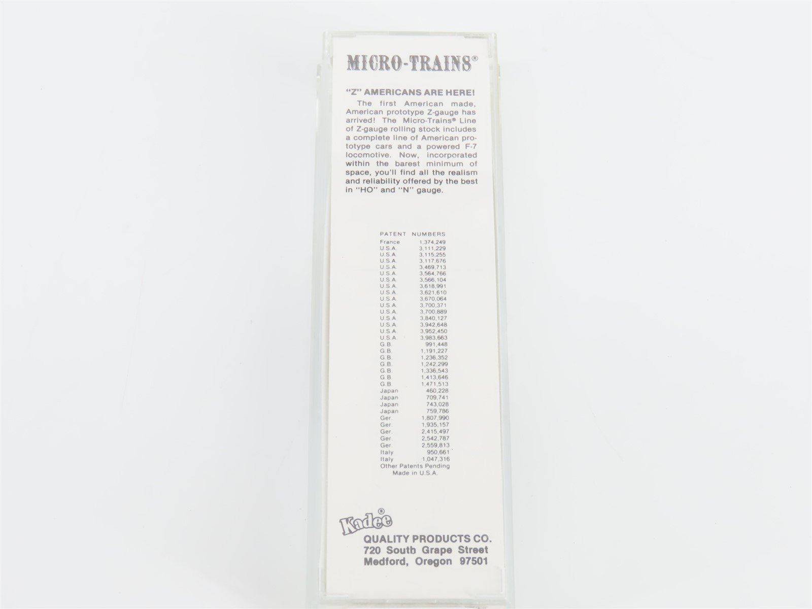 Z Scale Micro-Trains MTL 14001-2 UP Union Pacific F7A Diesel Locomotive #1458