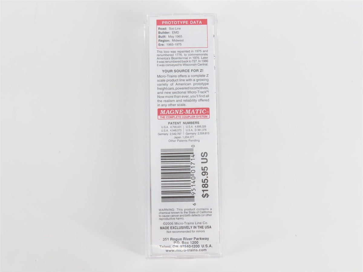 Z Scale Micro-Trains MTL 98101070 SOO Line GP35 Diesel Locomotive #727