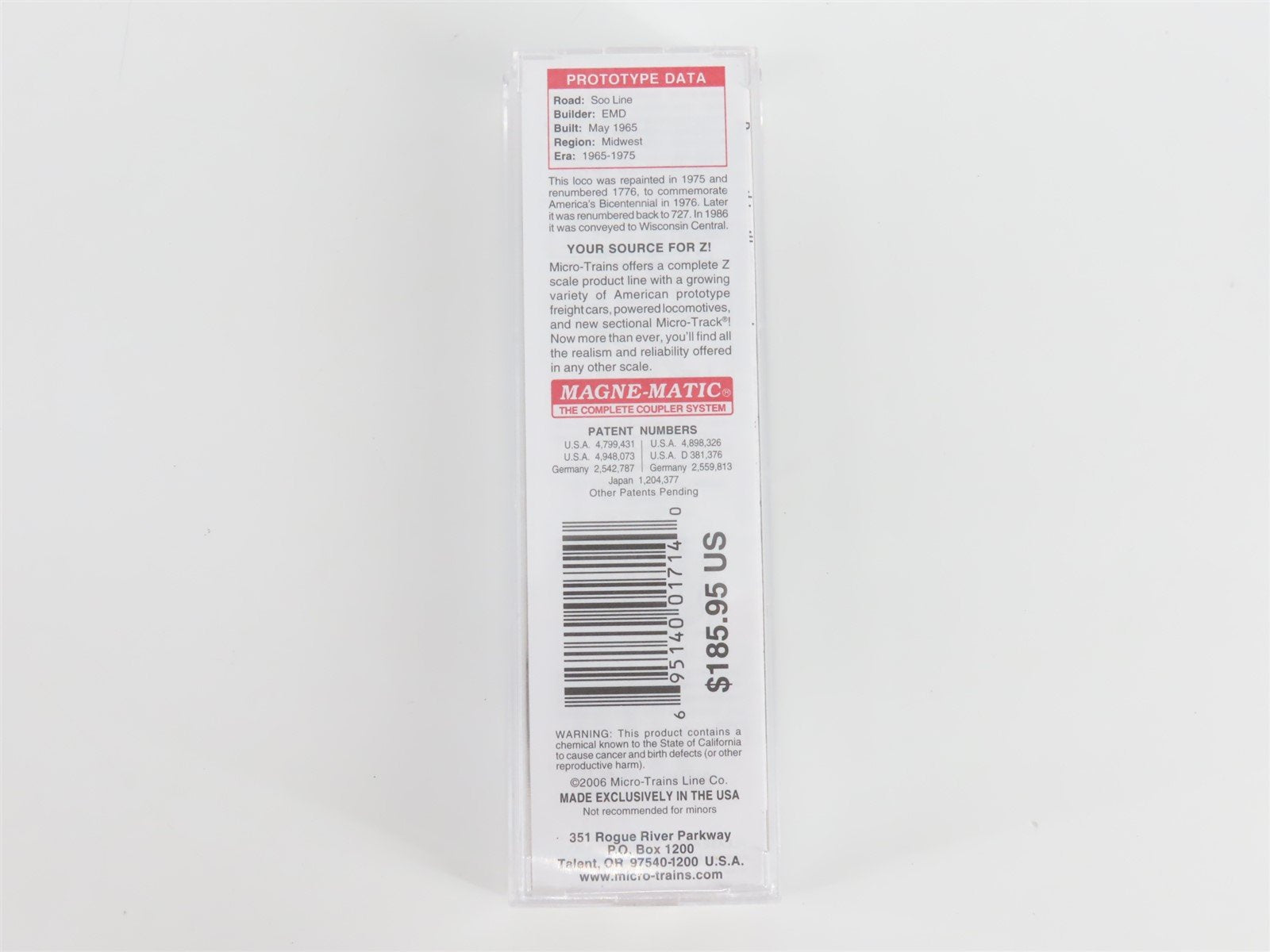 Z Scale Micro-Trains MTL 98101070 SOO Line GP35 Diesel Locomotive #727