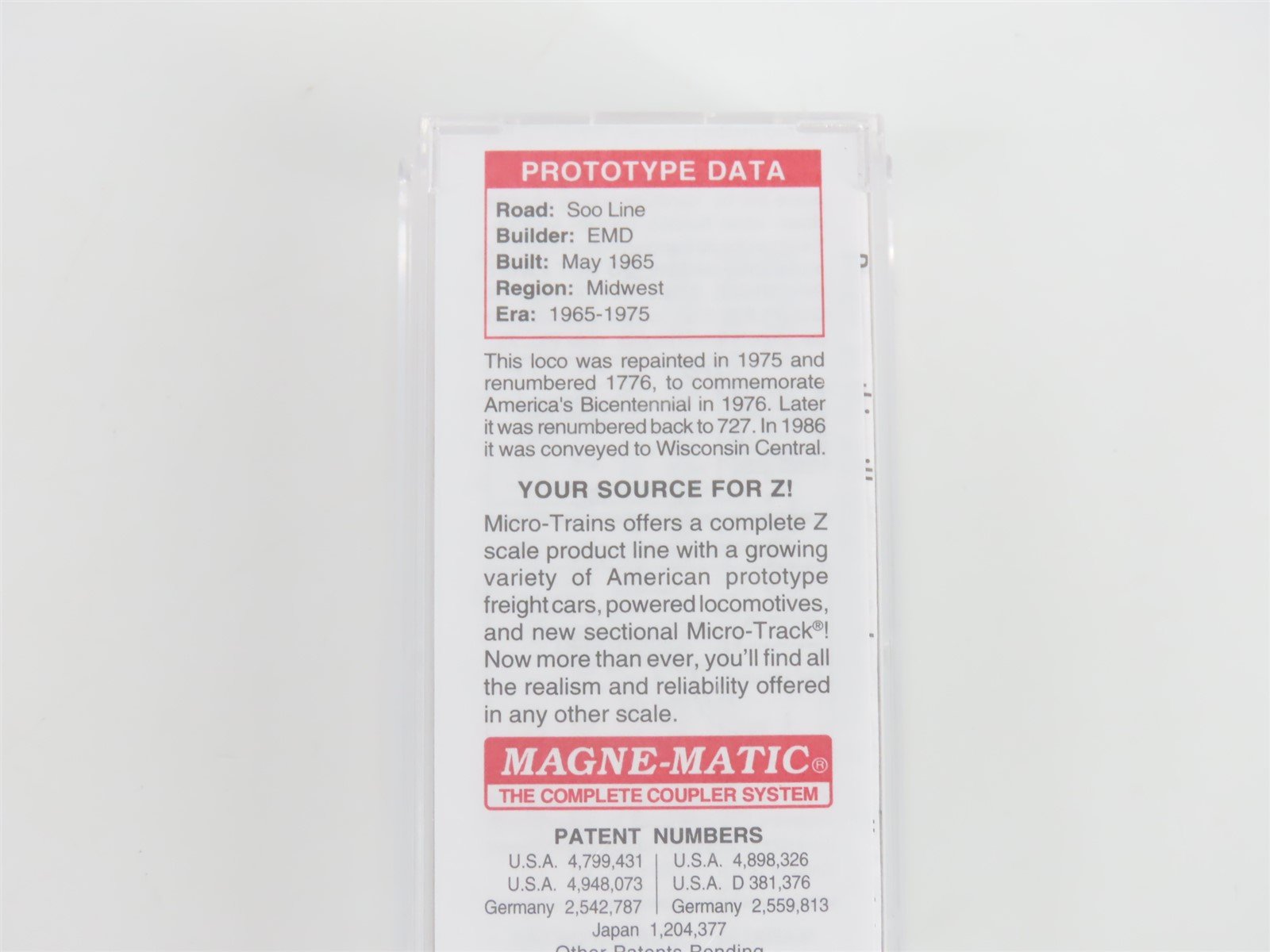 Z Scale Micro-Trains MTL 98101070 SOO Line GP35 Diesel Locomotive #727