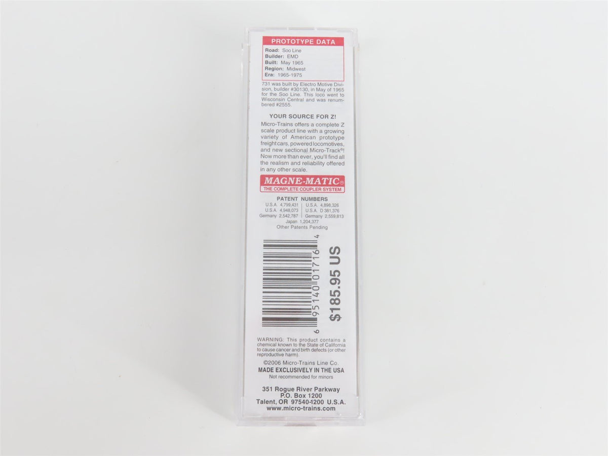 Z Scale Micro-Trains MTL 98101072 SOO Line GP35 Diesel Locomotive #731