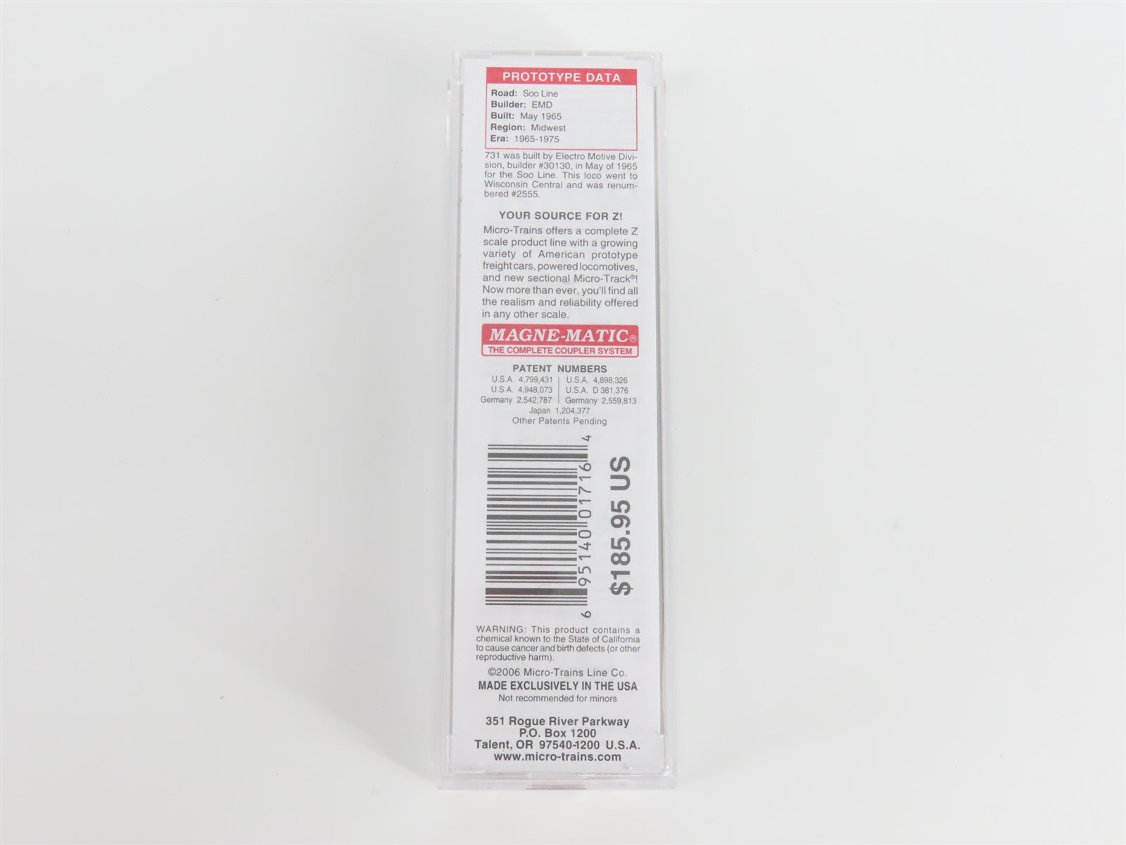 Z Scale Micro-Trains MTL 98101072 SOO Line GP35 Diesel Locomotive #731