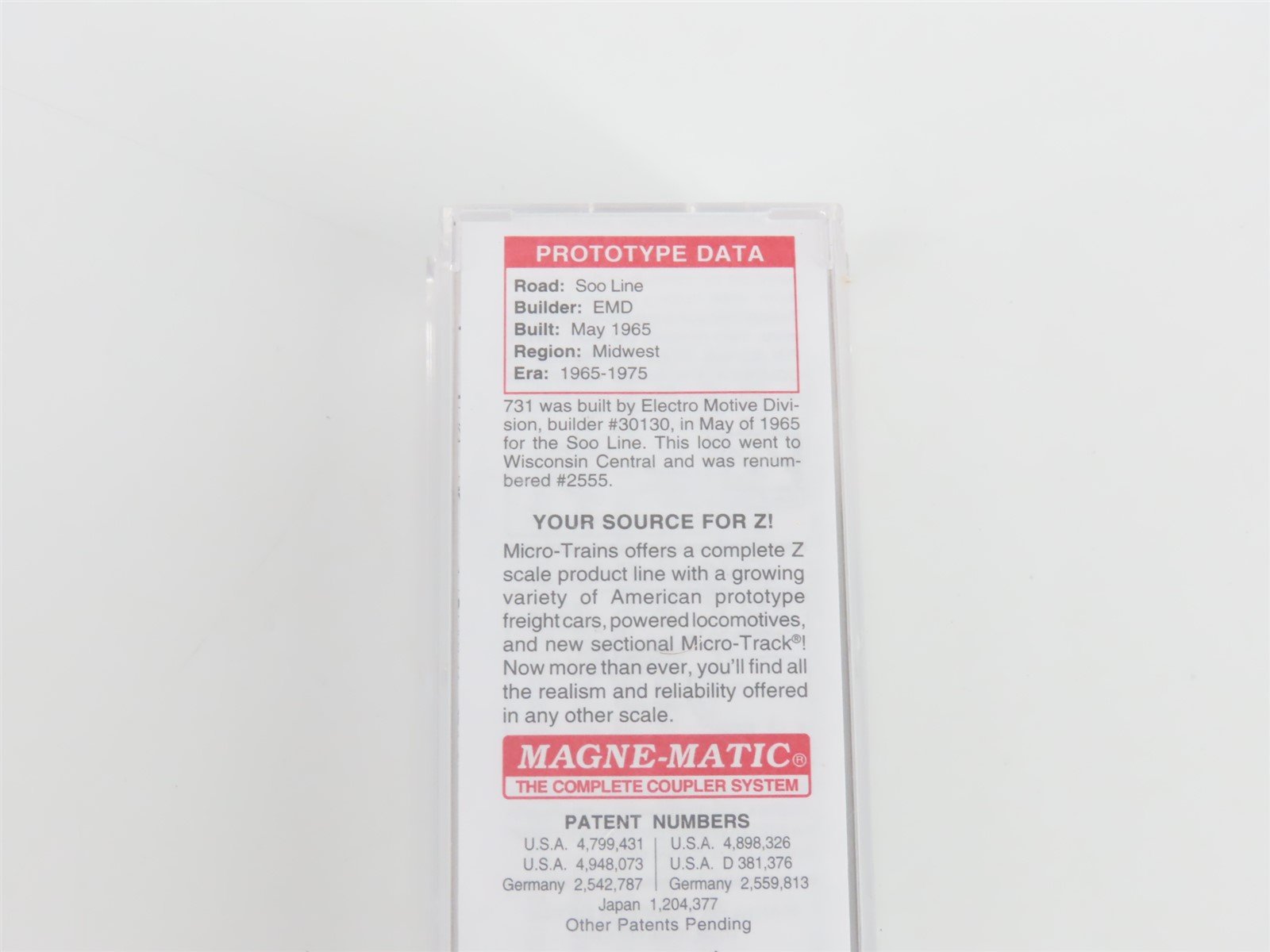 Z Scale Micro-Trains MTL 98101072 SOO Line GP35 Diesel Locomotive #731