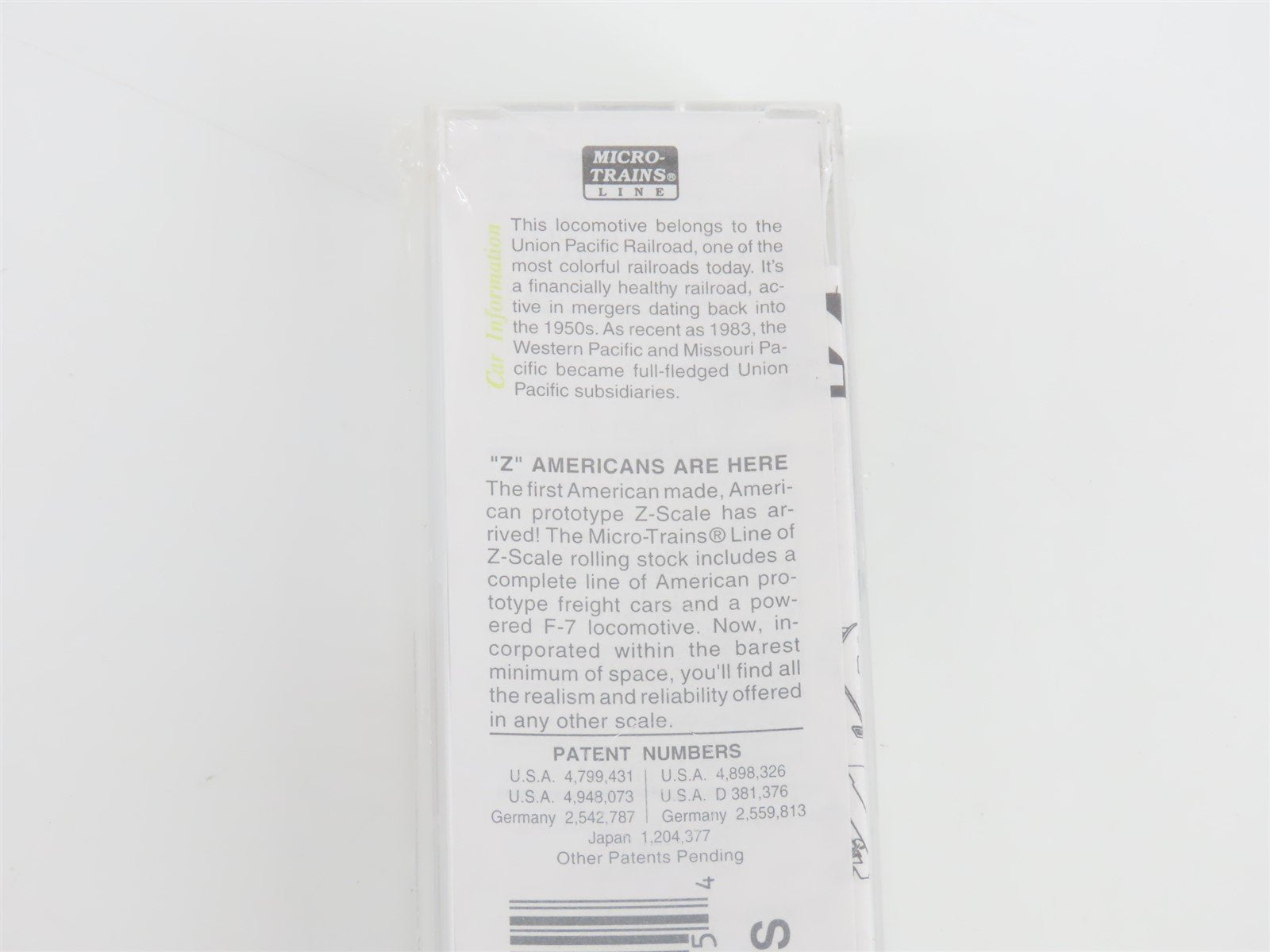 Z Scale Micro-Trains MTL 14001 UP Union Pacific F7A Diesel Loco #1467 SEALED