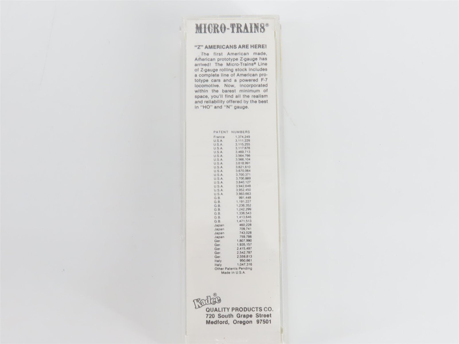 Z Scale Micro-Trains MTL 14001 UP Union Pacific F7A Diesel Locomotive #1467