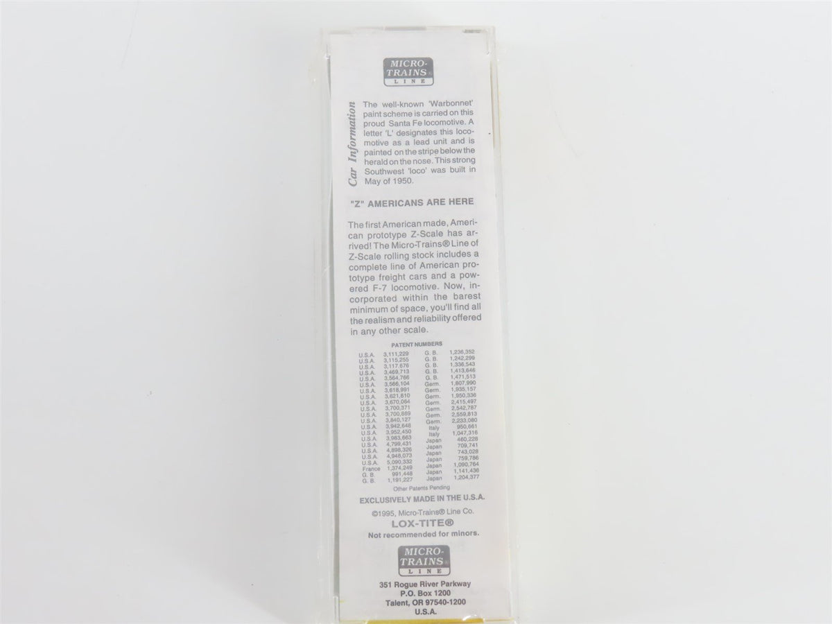 Z Scale Micro-Trains MTL 14007-2 ATSF Santa Fe Warbonnet F7A Diesel #331 SEALED