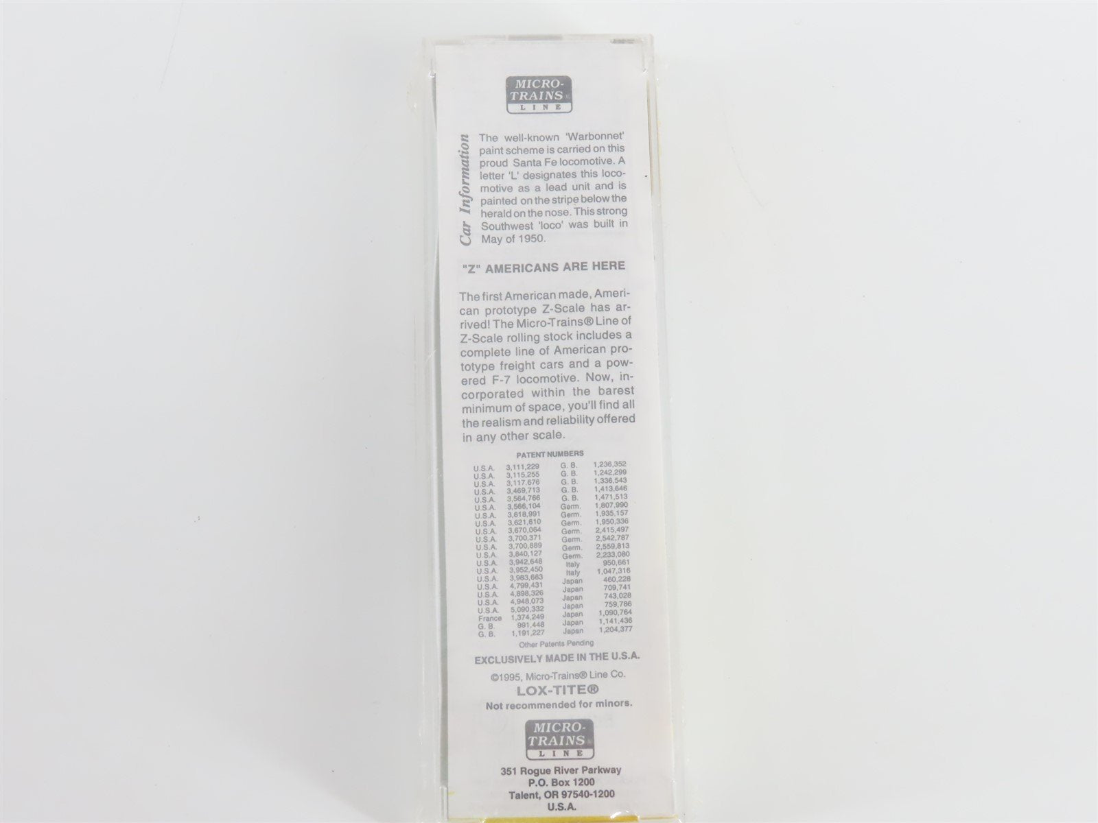 Z Scale Micro-Trains MTL 14007-2 ATSF Santa Fe Warbonnet F7A Diesel #331 SEALED