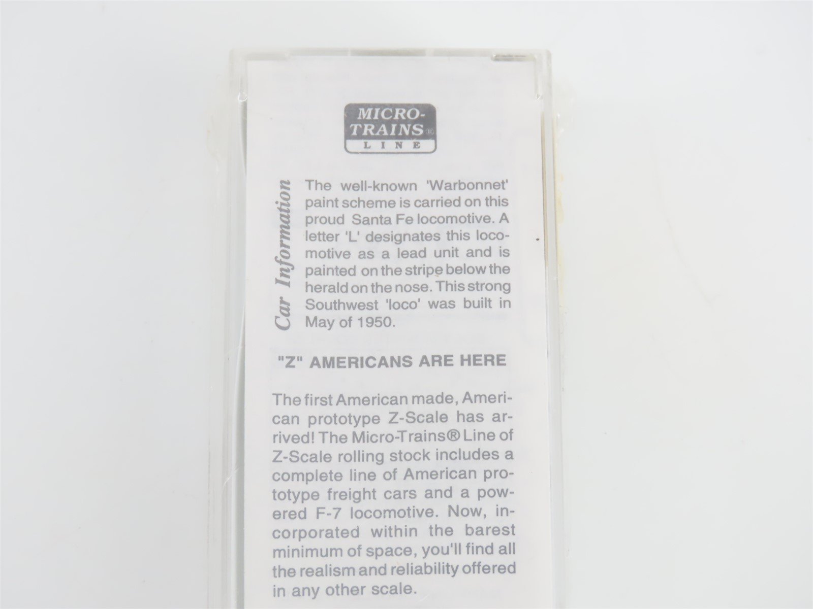 Z Scale Micro-Trains MTL 14007-2 ATSF Santa Fe Warbonnet F7A Diesel #331 SEALED