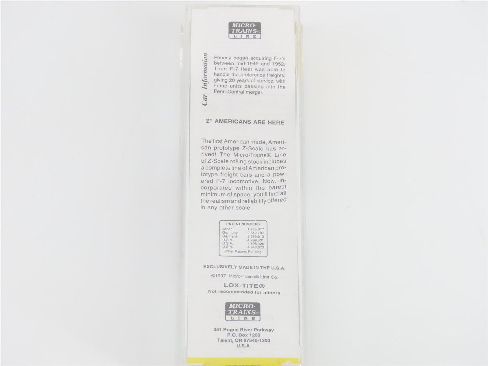 Z Scale Micro-Trains MTL 12002-2 PRR Pennsylvania F7A Diesel #9506 UNPOWERED