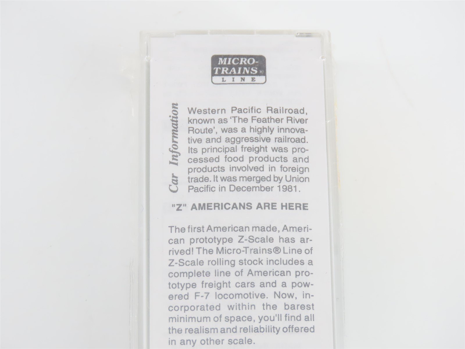 Z Scale Micro-Trains MTL 12006-2 WP Western Pacific F7A Diesel Sealed/UNPOWERED