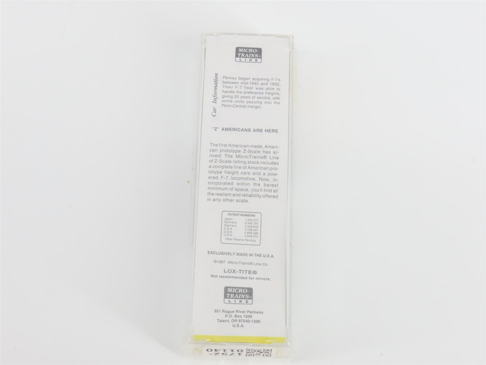 Z Micro-Trains MTL 12002-2 PRR Pennsylvania F7A Diesel #9506 Sealed/UNPOWERED