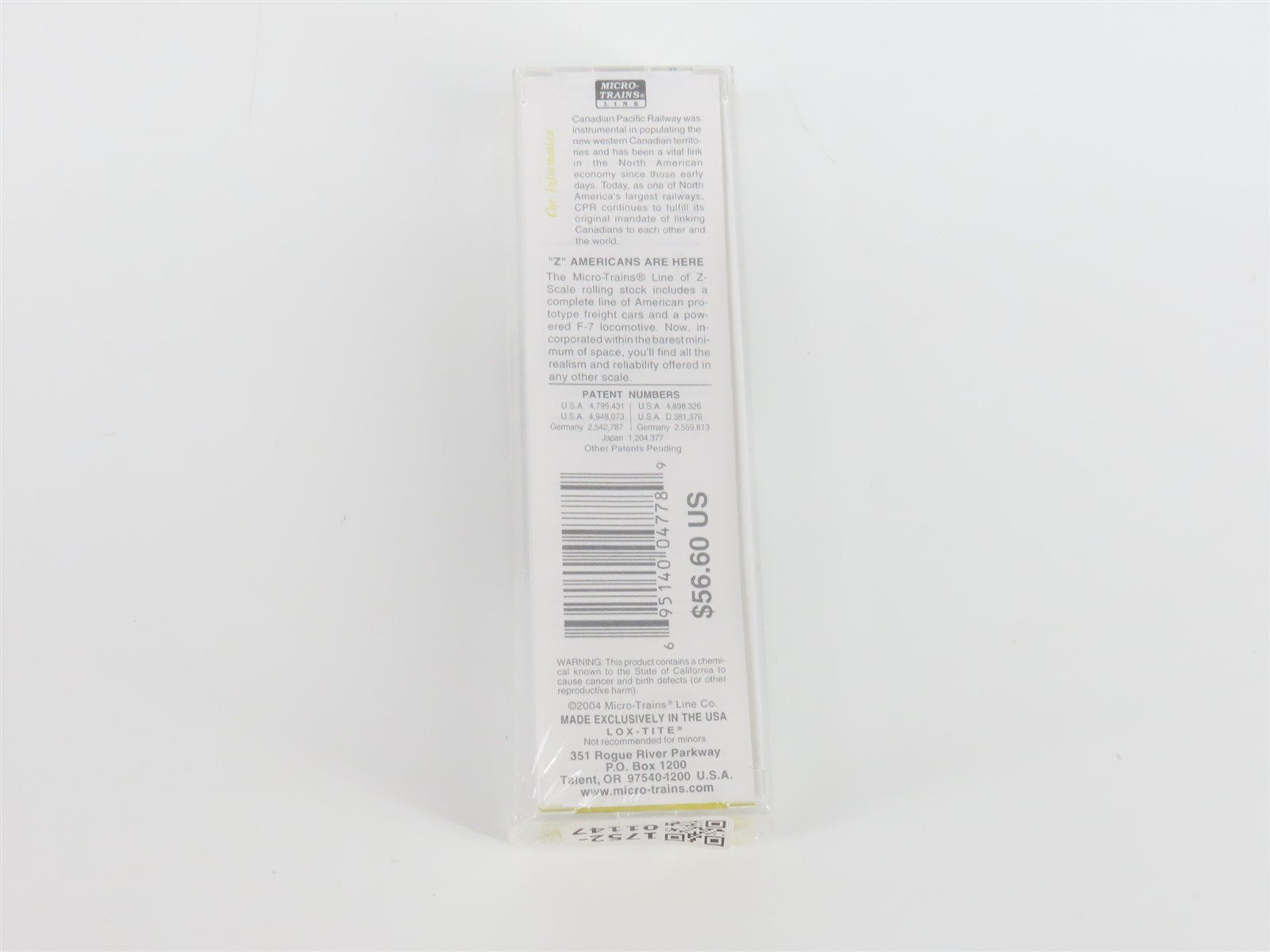 Z Micro-Trains MTL 17012-2 CP Canadian Pacific F7B Diesel #4459 Sealed/UNPOWERED