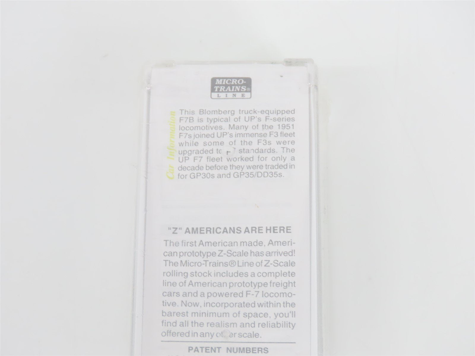 Z Micro-Trains MTL 17001-2 UP Union Pacific F7B Diesel #1476B Sealed/UNPOWERED