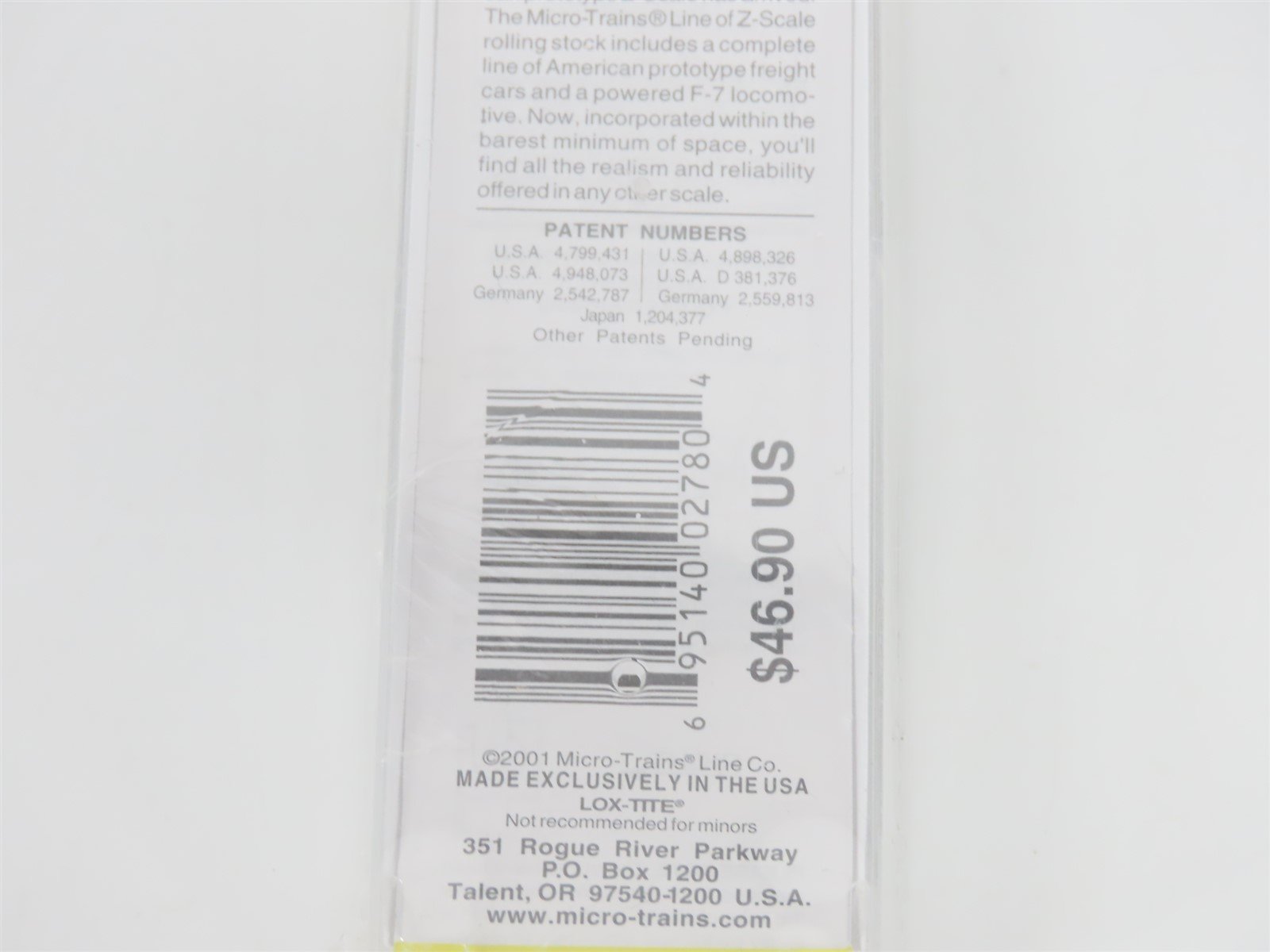 Z Micro-Trains MTL 17001-2 UP Union Pacific F7B Diesel #1476B Sealed/UNPOWERED