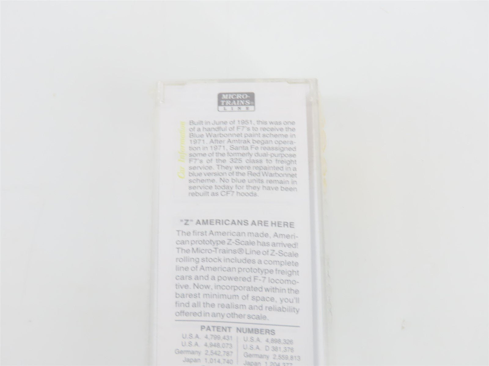 Z Micro-Trains MTL 17010-2 ATSF Santa Fe F7B Diesel Locomotive Sealed/UNPOWERED