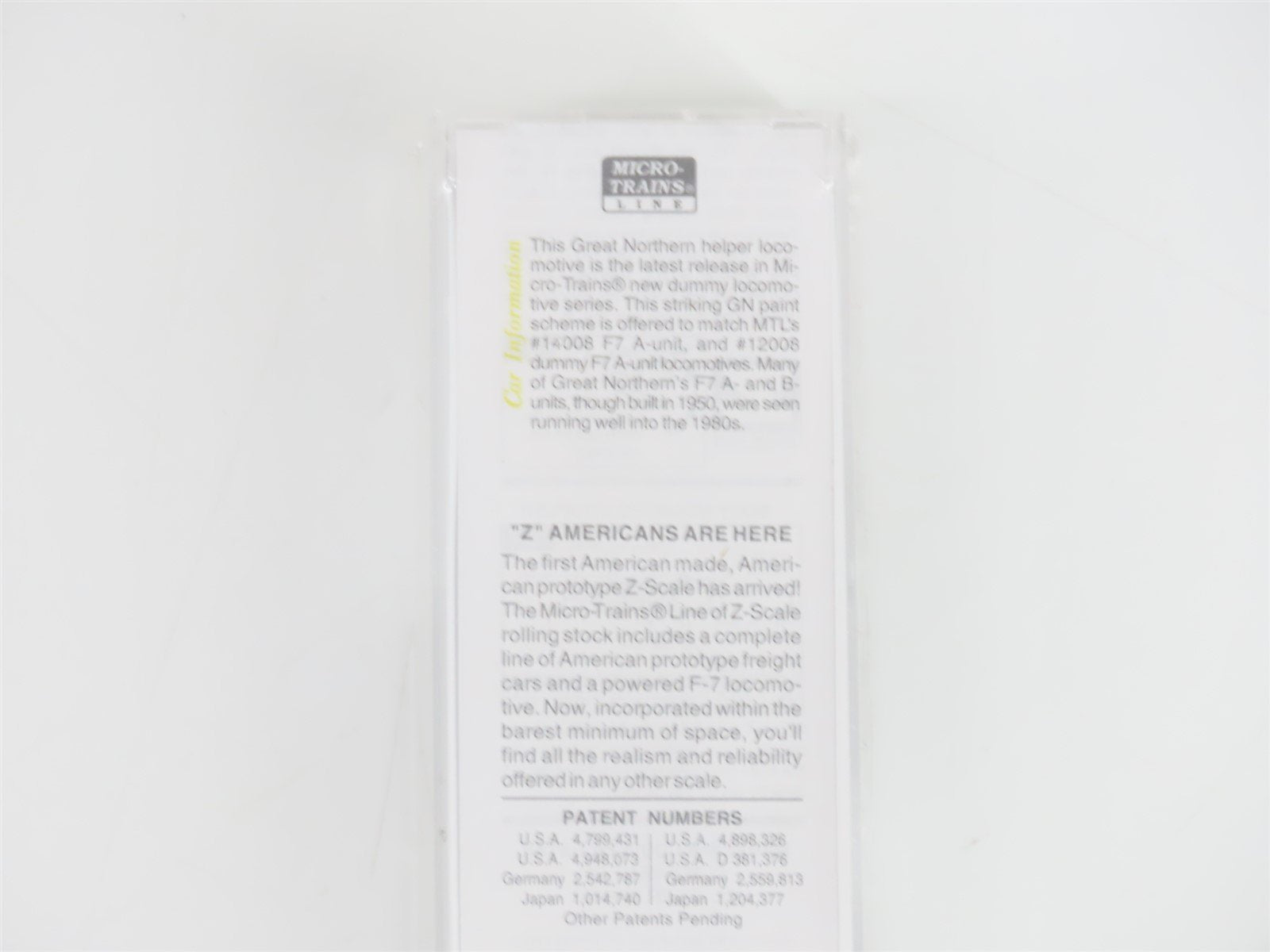 Z Micro-Trains MTL 17008-2 GN Great Northern F7B Diesel Loco Sealed/UNPOWERED