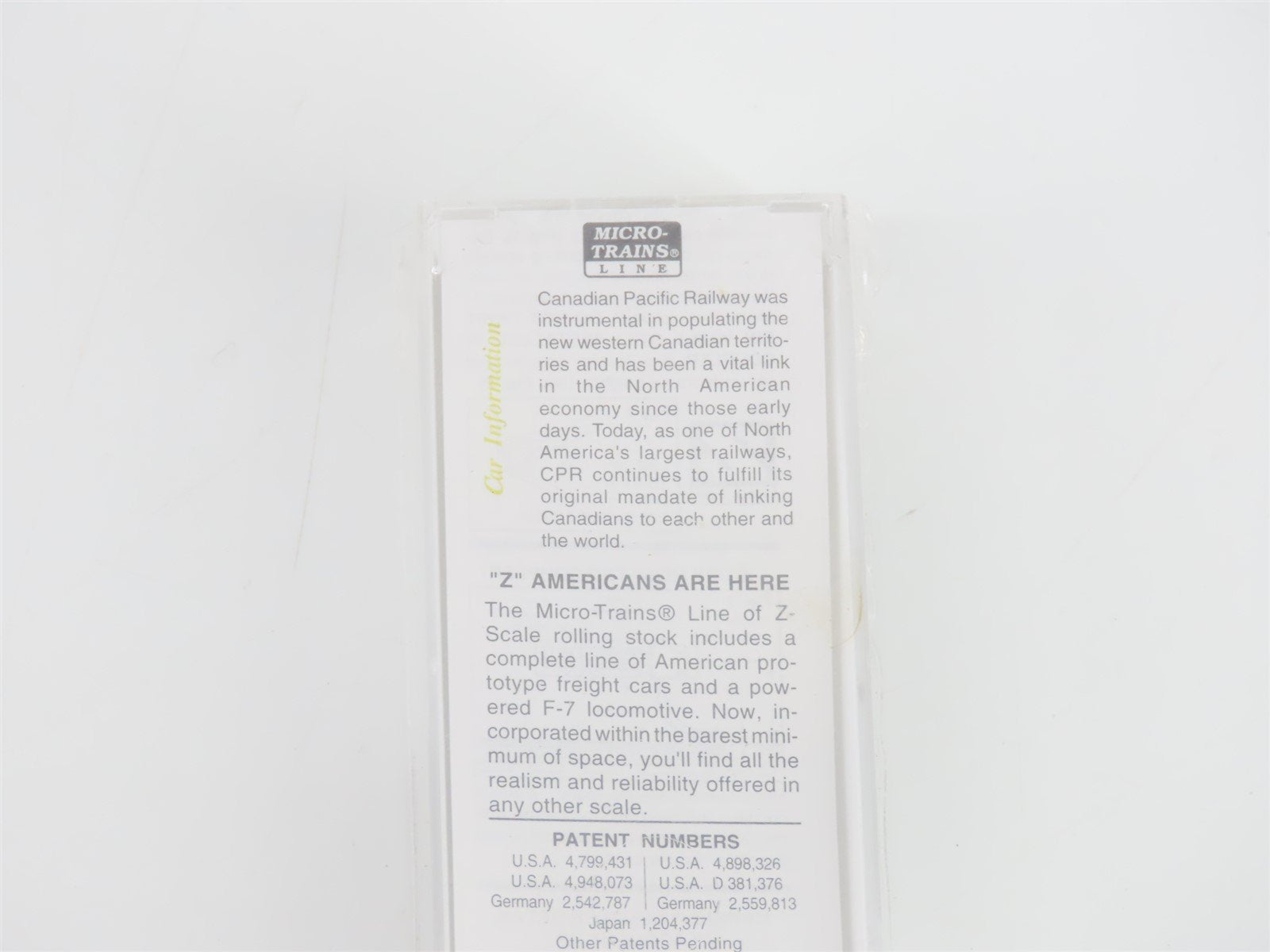 Z Micro-Trains MTL 17012 CP Canadian Pacific F7B Diesel #4459 Sealed/UNPOWERED