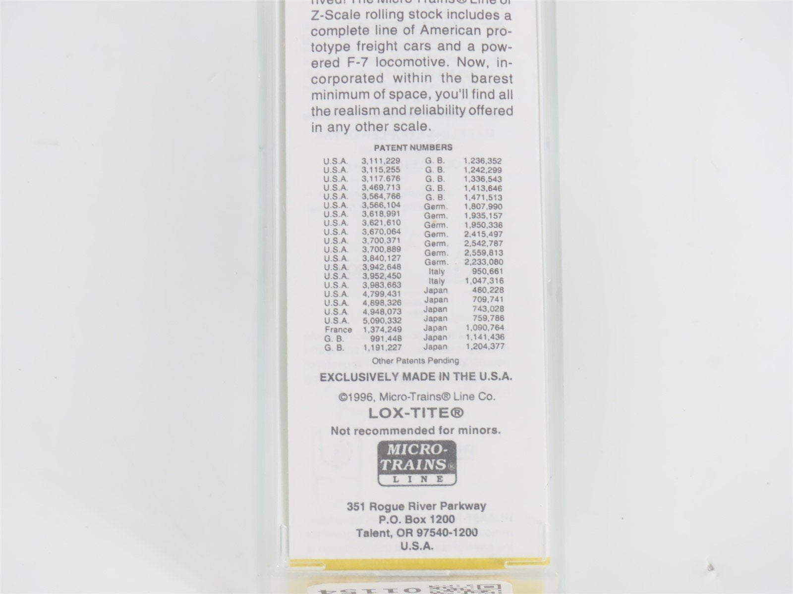 Z Scale Micro-Trains MTL 12006-2 WP Western Pacific F7A Diesel Loco UNPOWERED