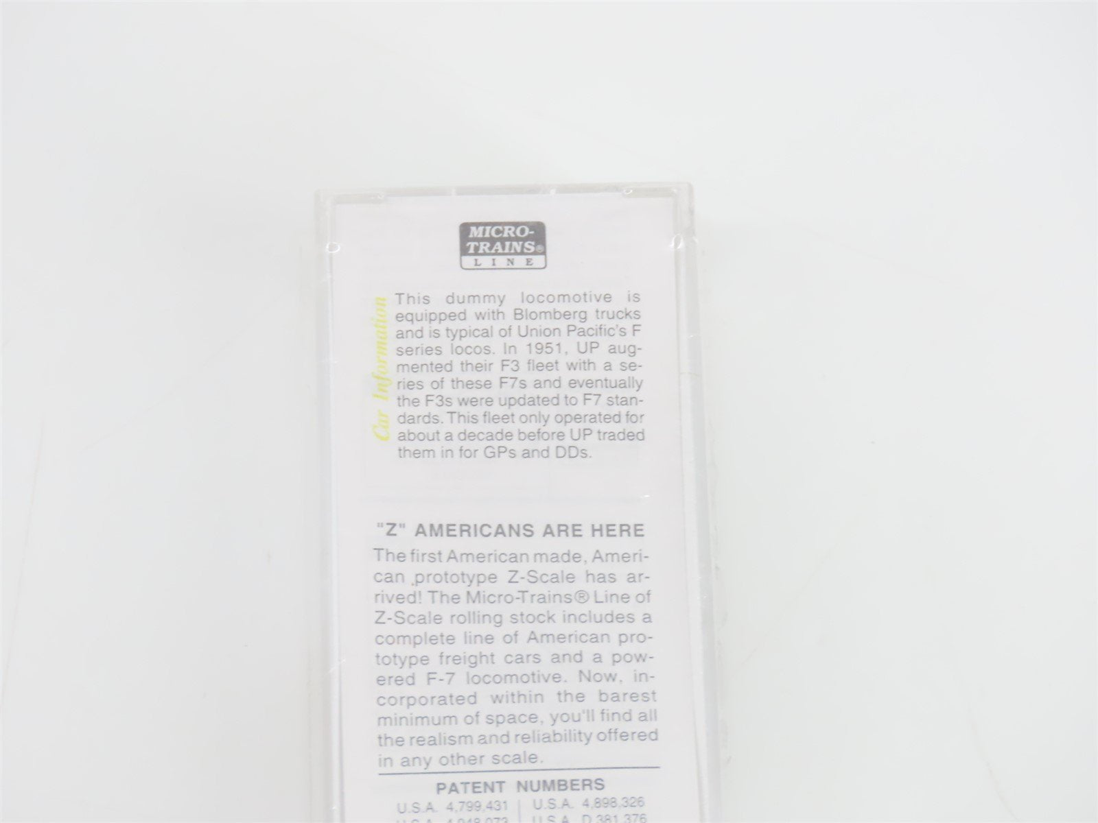 Z Micro-Trains MTL 12001-2 UP Union Pacific F7A Diesel #1471 Sealed/UNPOWERED