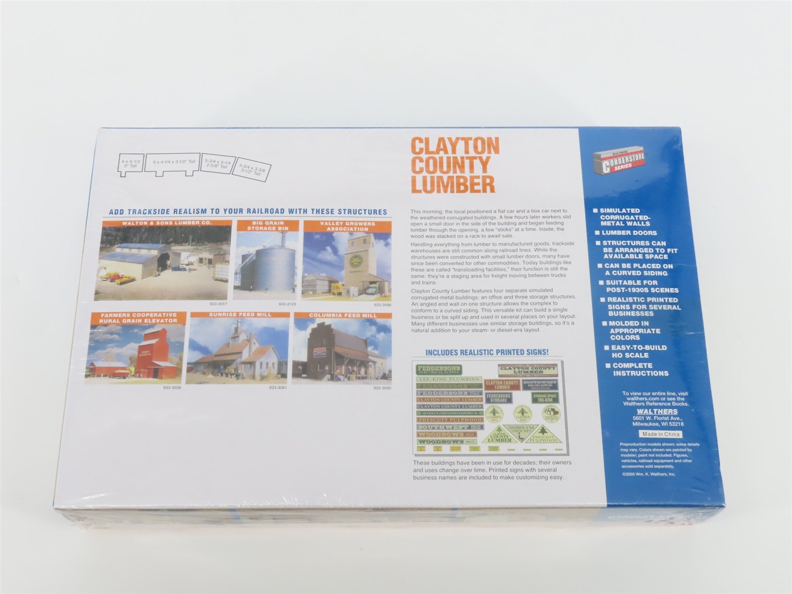 HO 1/87 Scale Walthers Cornerstone Kit 933-2911 Clayton County Lumber - Sealed