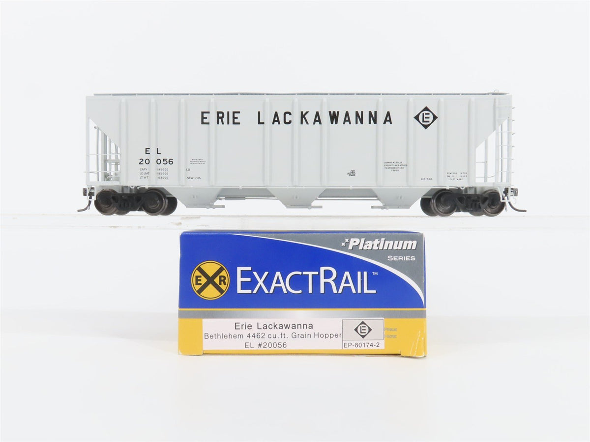 HO Scale ExactRail Platinum EP-80174-2 EL Erie Lackawanna 3-Bay Hopper #20056