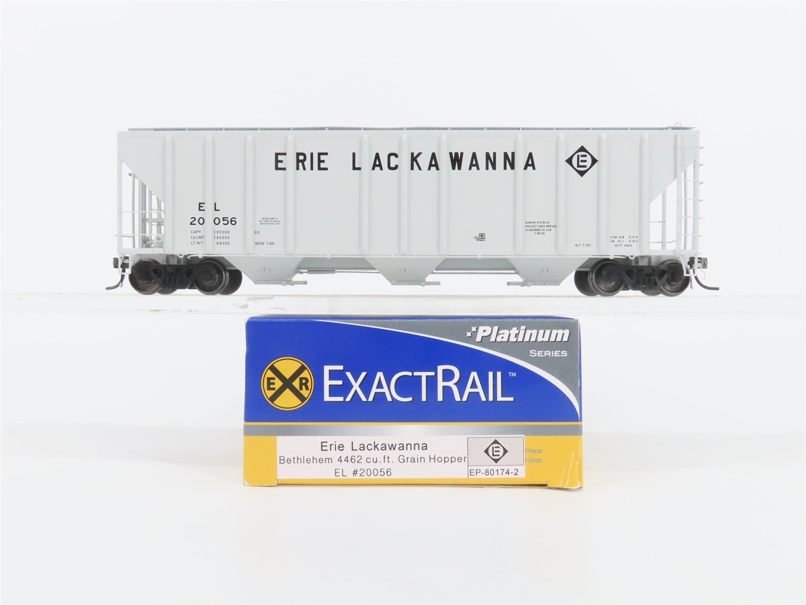 HO Scale ExactRail Platinum EP-80174-2 EL Erie Lackawanna 3-Bay Hopper #20056
