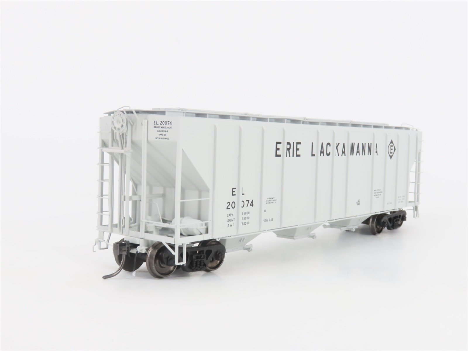 HO Scale ExactRail Platinum EP-80174-6 EL Erie Lackawanna 3-Bay Hopper #20074
