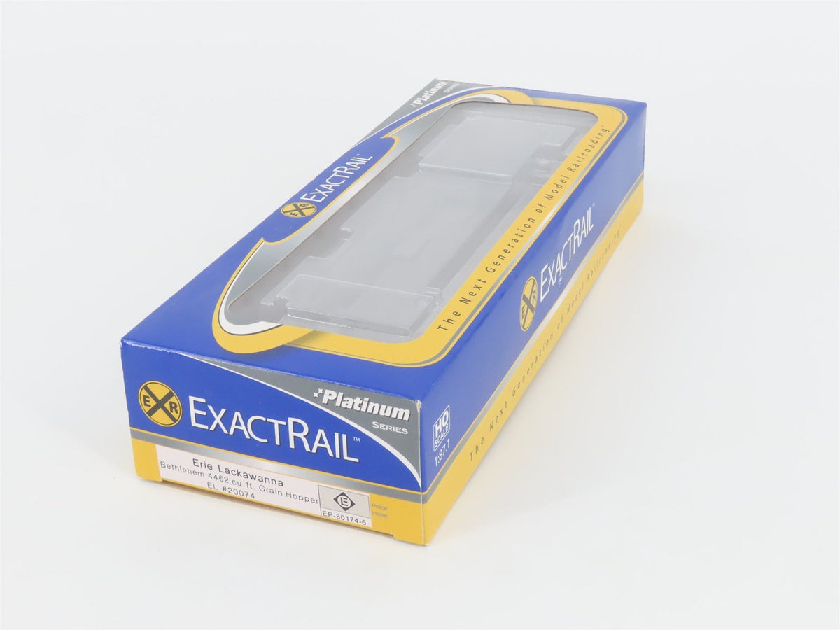 HO Scale ExactRail Platinum EP-80174-6 EL Erie Lackawanna 3-Bay Hopper #20074