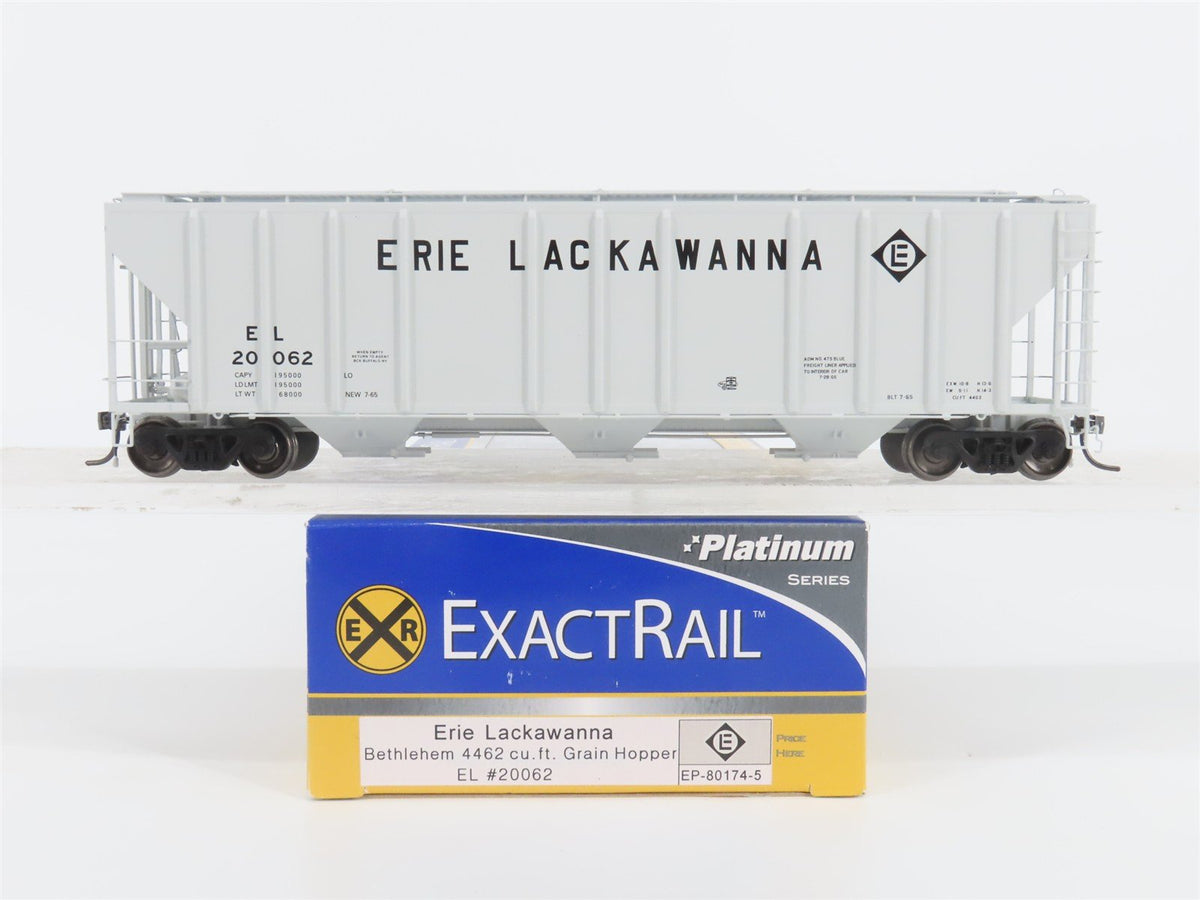 HO Scale ExactRail Platinum EP-80174-5 EL Erie Lackawanna 3-Bay Hopper #20062