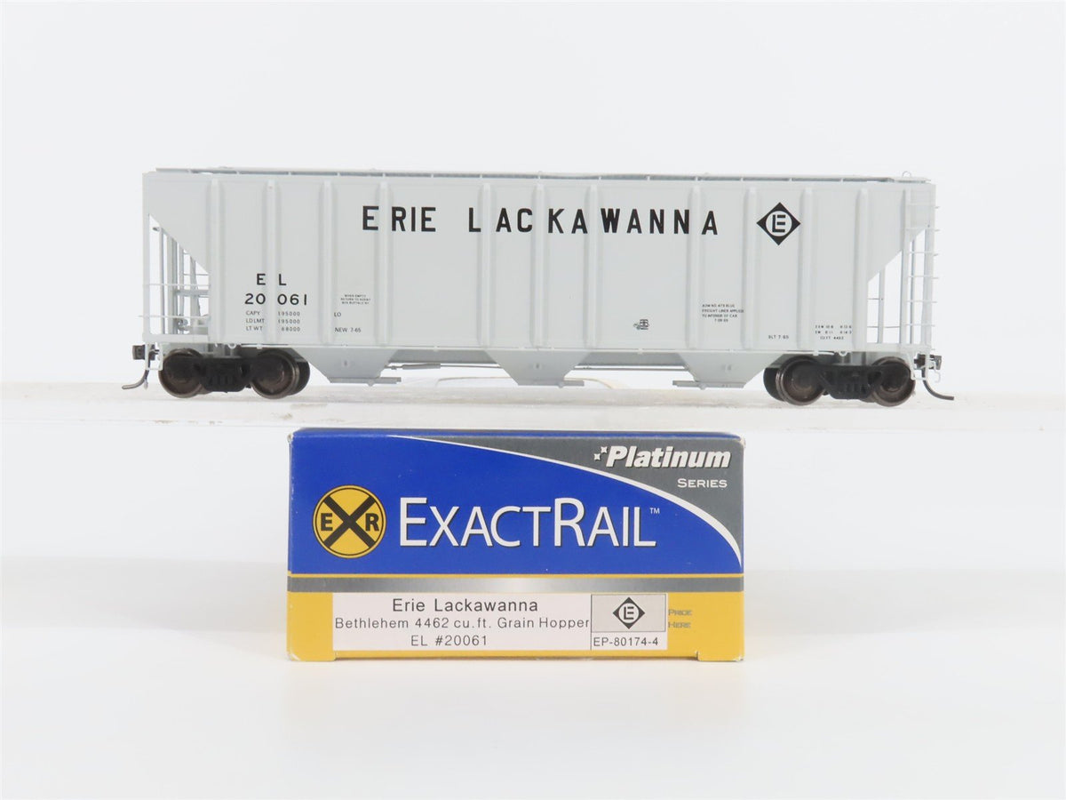 HO Scale ExactRail Platinum EP-80174-4 EL Erie Lackawanna 3-Bay Hopper #20061